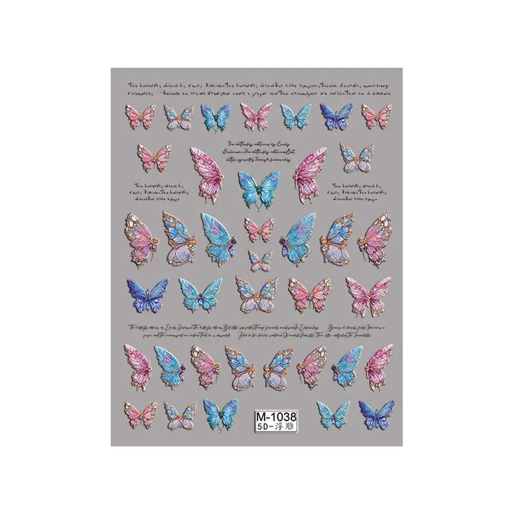 Flash Fragmento Shell Nail Art Design, borboleta, adesivos de alta qualidade, ferramenta de manicure, decalque primavera, h6q9, 1pc