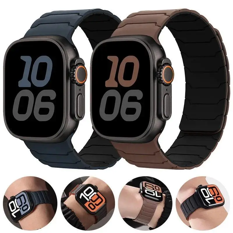 Cinturino Magnetico in Silicone per Apple Watch Ultra 3 2 49mm 45mm 44mm 40mm 42mm 46mm 41mm 38mm IWatch Serie 11 10 SE 9 8 7