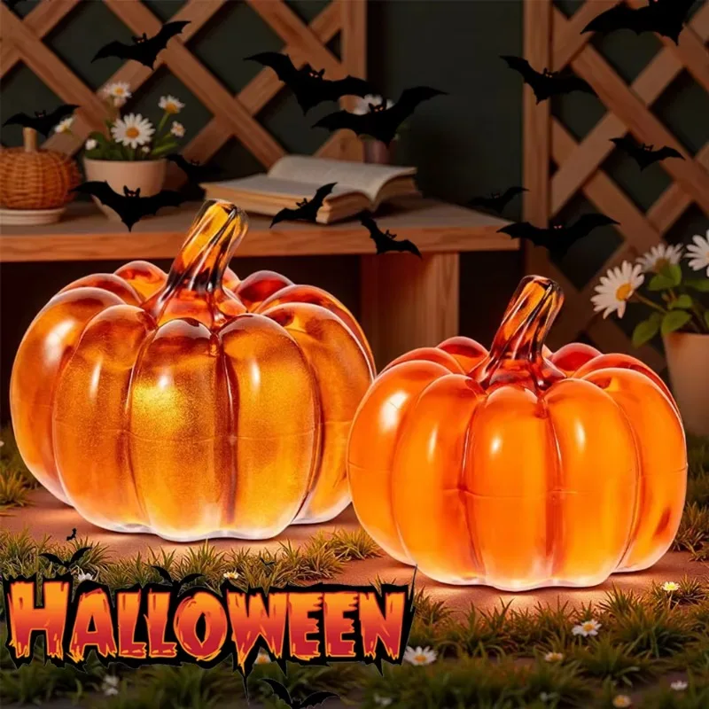 1-4PCS Halloween Glowing Pumpkin LED Light Up Plastic Decoration for Desk Table Indoor Outdoor Party Yard Display