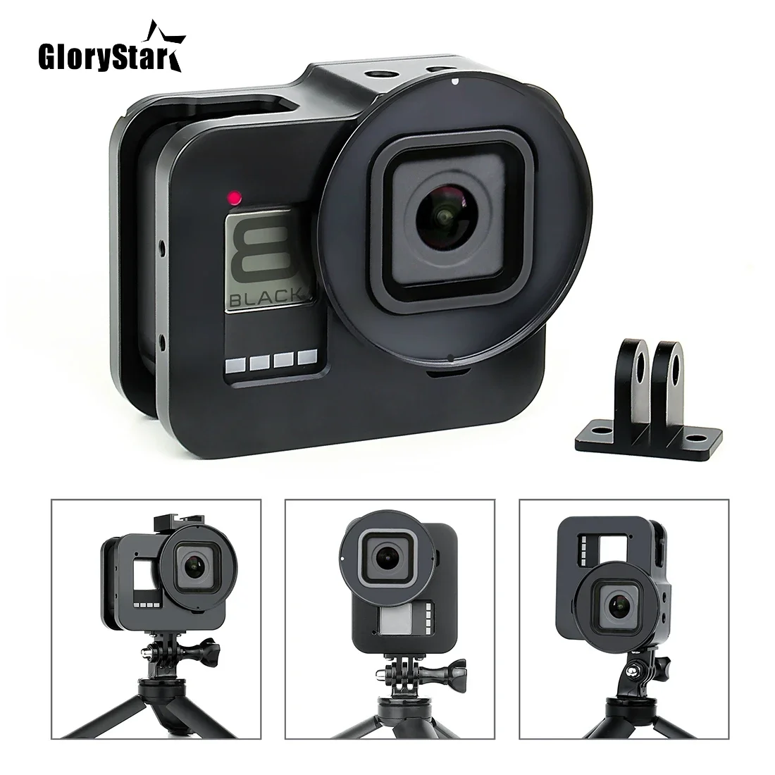 โลหะอลูมิเนียมป้องกันกรณีกรอบกรงสำหรับ GoPro Hero 8สีดำ52มม.CPL/สีแดง/ND4/8/16/Star/10x มาโคร/สำหรับ Go Pro 8