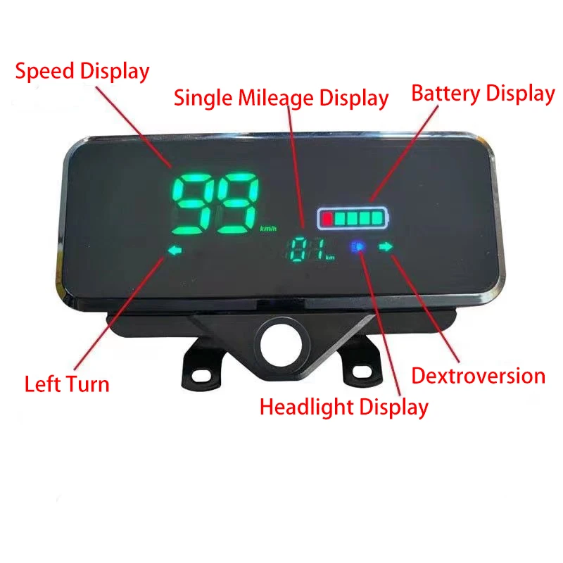 Lcd Instrument 48v60v72v Electric Tricycle Motorcycle General Modified Lcd Battery Range Display Assembly