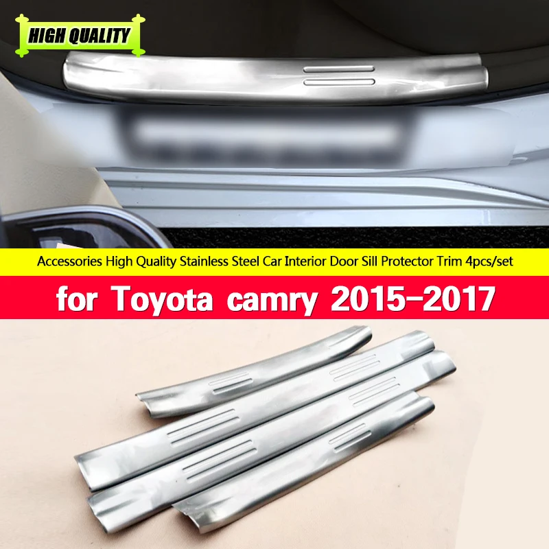 

Inside Door Sill Scuff Plate Welcome Pedal Stainless Steel for Toyota Camry 2015 2016 2017 Car Styling Accessories Pedals