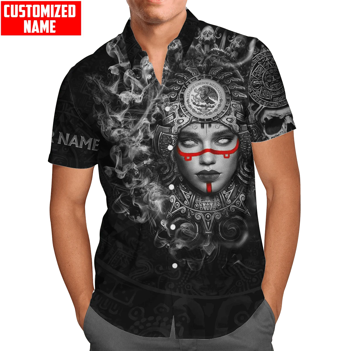 

Mexico Aztec 3D Beach Hawaiian Newest Summer Men Shirt Short Sleeve Shirt Streetwear Oversized 5XL Camisa Social Chemise Homme-3