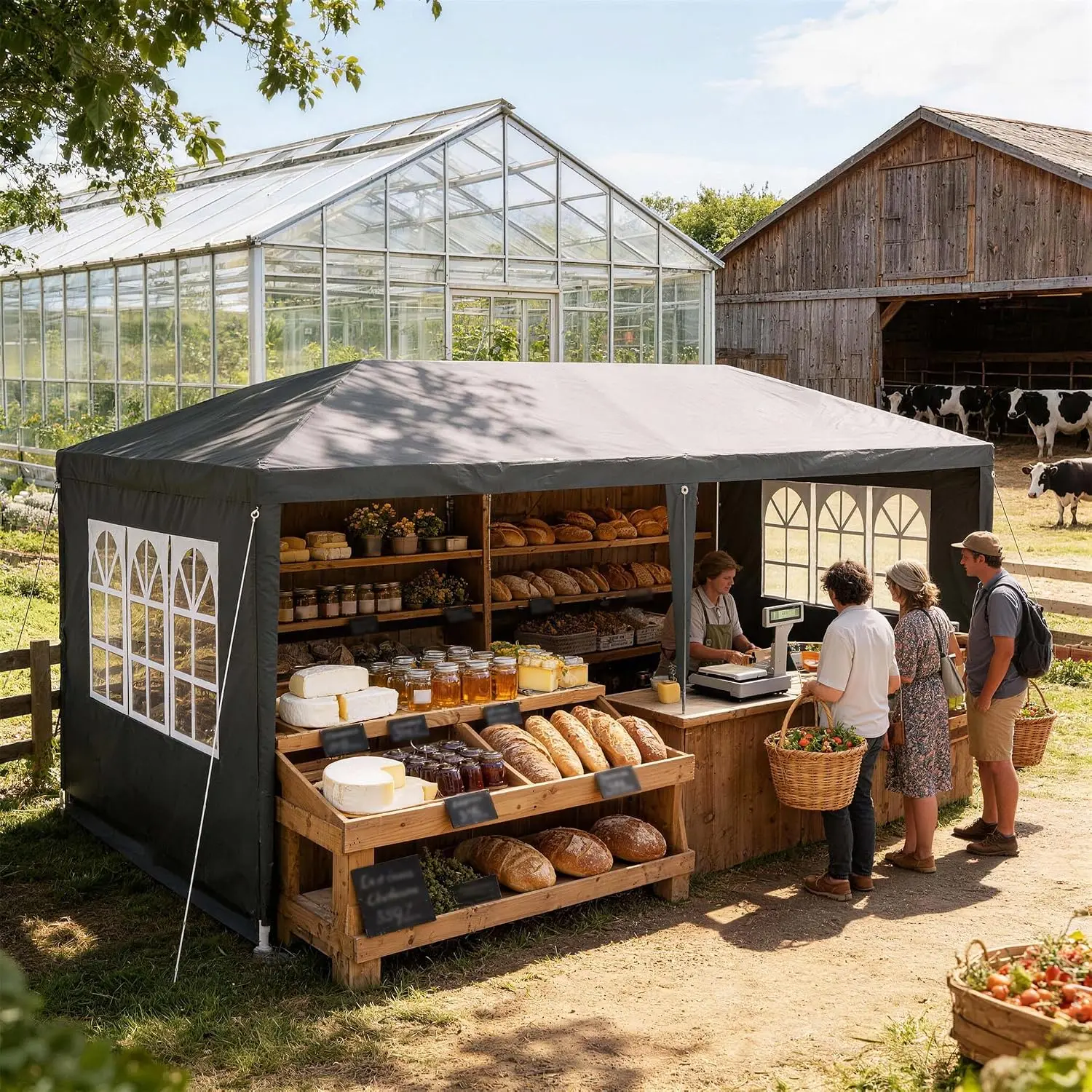Gazebo 3x6m Impermeabile per Feste con 4 Pareti Laterali e Porta con Zip, Gazebo da Giardino con Struttura in Metallo per Feste, Campeggio