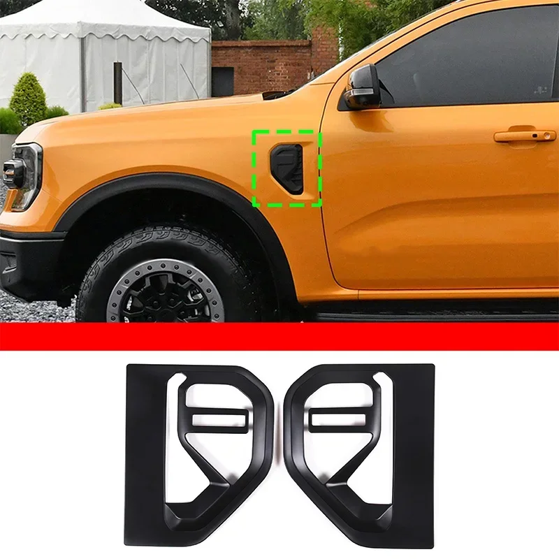 

For Ford Ranger 2023-2024 ABS Matte Black Car Side Fender Air Outlet Frame Trim Sticker Car Accessories