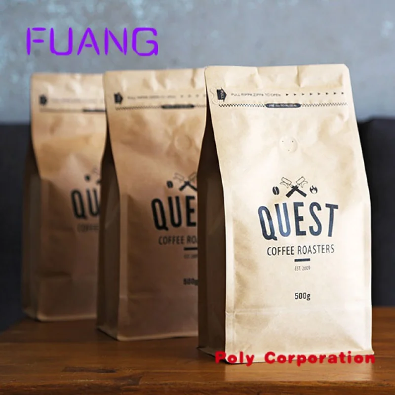 Custom  Biodegradable Compostable 250Gr Tin Tie Flat Bottom Coffee Kraft Paper Pouch Packaging Tea Coffee Bag With Valve To Pack