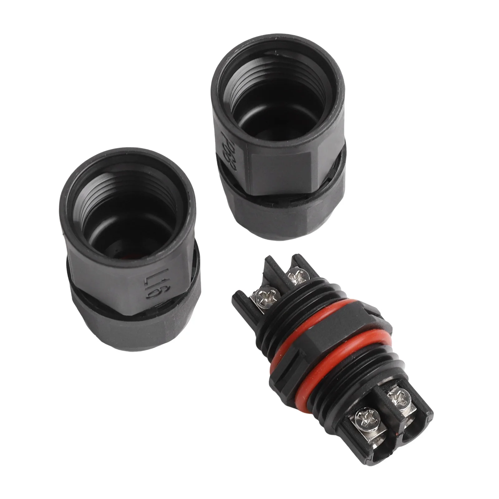 Adapter Waterproof Connector Dust-proof. Rubber Ring Moisture-proof Outdoor PA66 Screw Terminal 2 3 4 PIN Black