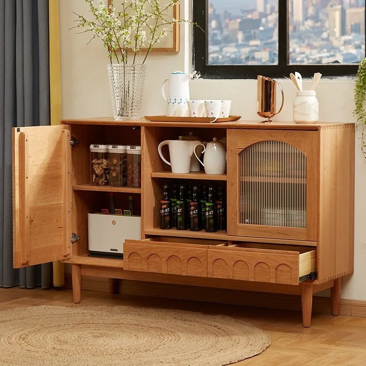 

Customizable Japanese All Solid Wood Cherry Wood Medieval Household Storage Modern Simple Storage Tea Cabinet