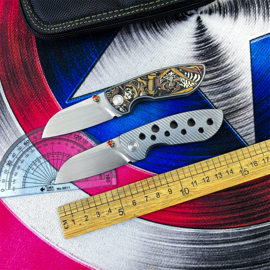 QK Original Mini Folding Knife M398 Steel Titanium Alloy Handle Camping Outdoor Hiking Rescue Hunting Knife EDC Defense Tool