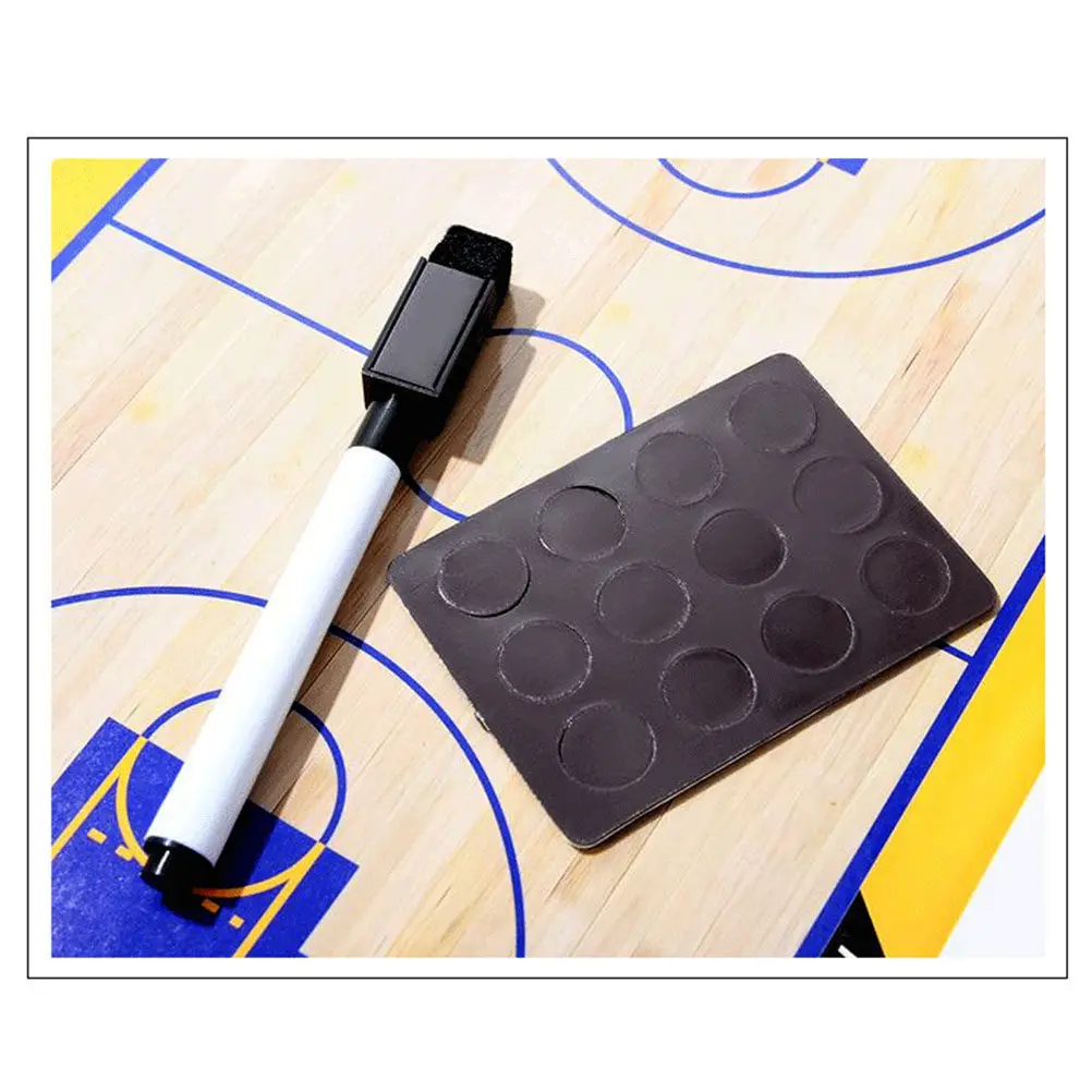 

Magnetic Basketball Coaching Board Double Sided Half Court PU Cover Reusable Dry Erase Clipboard Coaching
