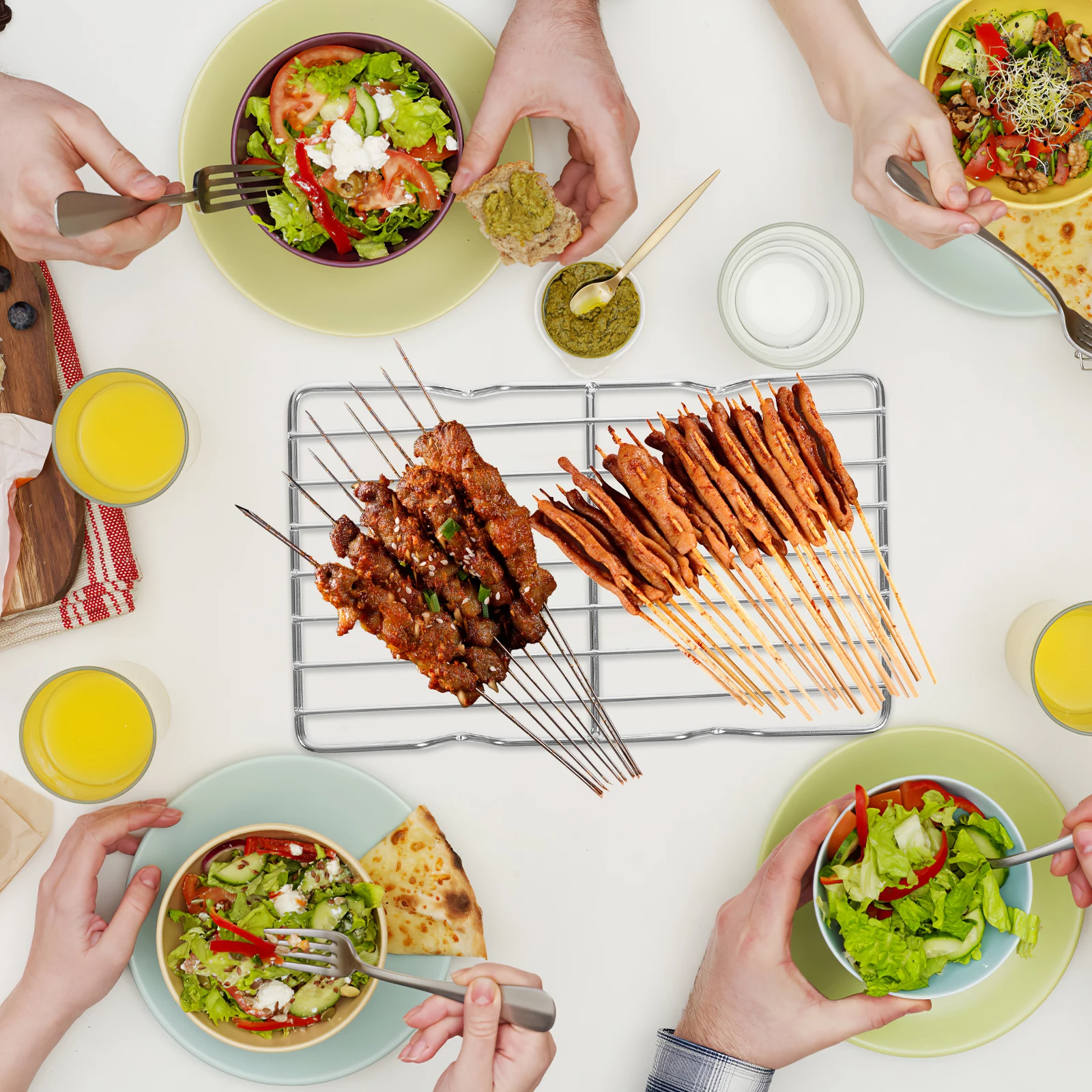 

Bread Cooling Baking Wire Oven Cooking Rack Bbq Grilling Mesh Drain Grill Rack For Vegetables Fish Kebabs Chicken Bacon