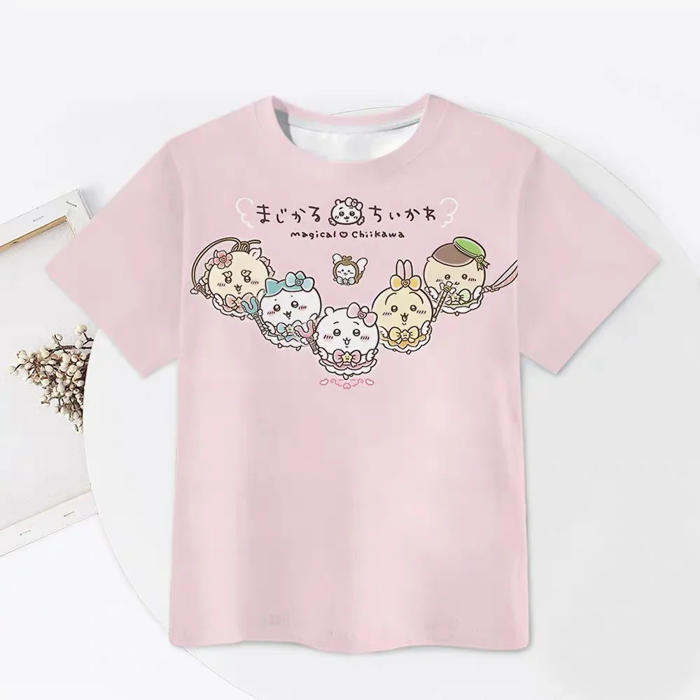 Chiikawa ist überall hier! Weiche, niedliche Cartoon-3D-Print-T-Shirts für Erwachsene Paare, Sportliche Freizeitkleidung, atmungsaktiv, kurze Ärmel, Familien-Matching – Detail 11