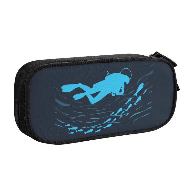 Custom Kawaii Scuba Diving Pencil Case for Girl Boy Large Storage Ocean Diver Pencil Box Stationery