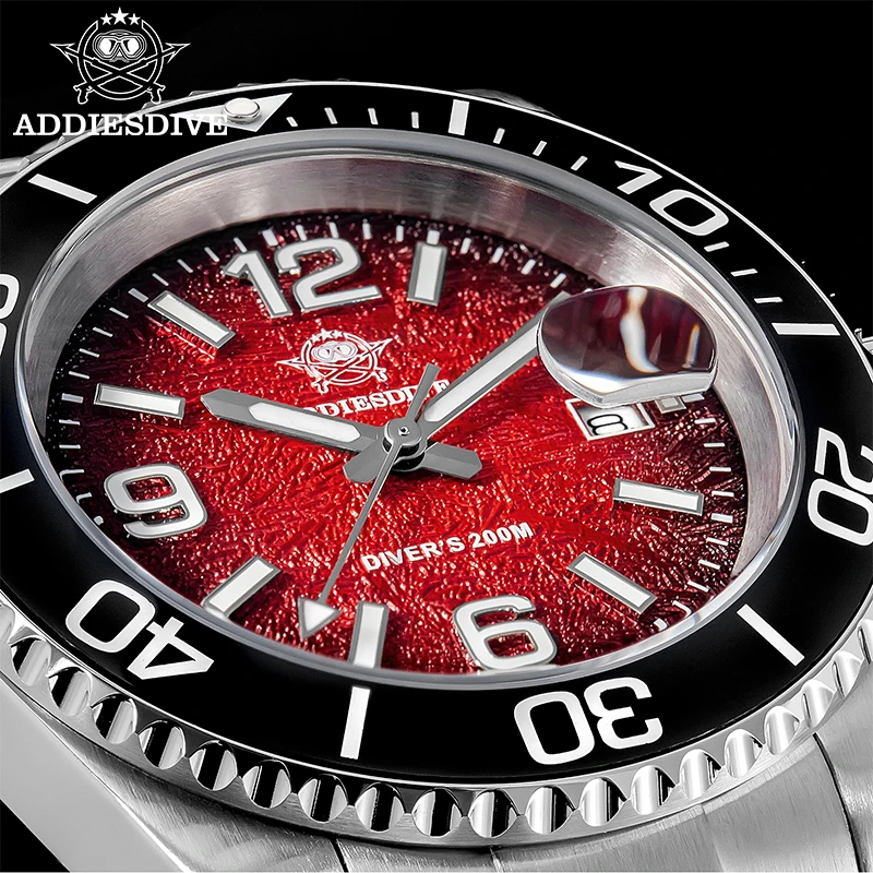 ADDIESDIVE 2025 New Watches for Men Japan 2115 AR Coated Quartz Watches Fashion Red 41mm Waterproof 200m Dive Watch Reloj Hombre