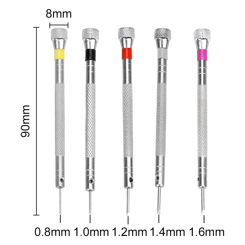 Flat Tip Blade Head Precision Slotted Screwdriver 0.8/1/1.2/1.4/1.6mm For Eyeglasses Clock Watch Watchmaker Repair Tool