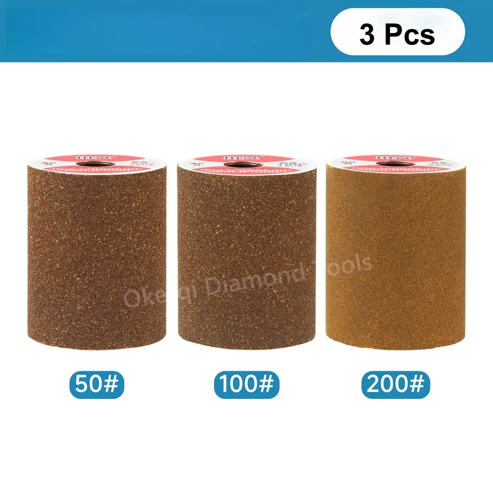 3PCS Cylindrical Angle Grinder Grinding Wheel for Metal, Stainless Steel, Cast Iron, Rust Removal, M10 Thread, Grit 50/100/200