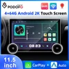 Podofo-カーマルチメディアプレーヤー,Android Auto Carplay, 2K qled画面,wifiと4G GPS, 2ノブオーディオ,10コア,4 64G, 11.5インチ 1