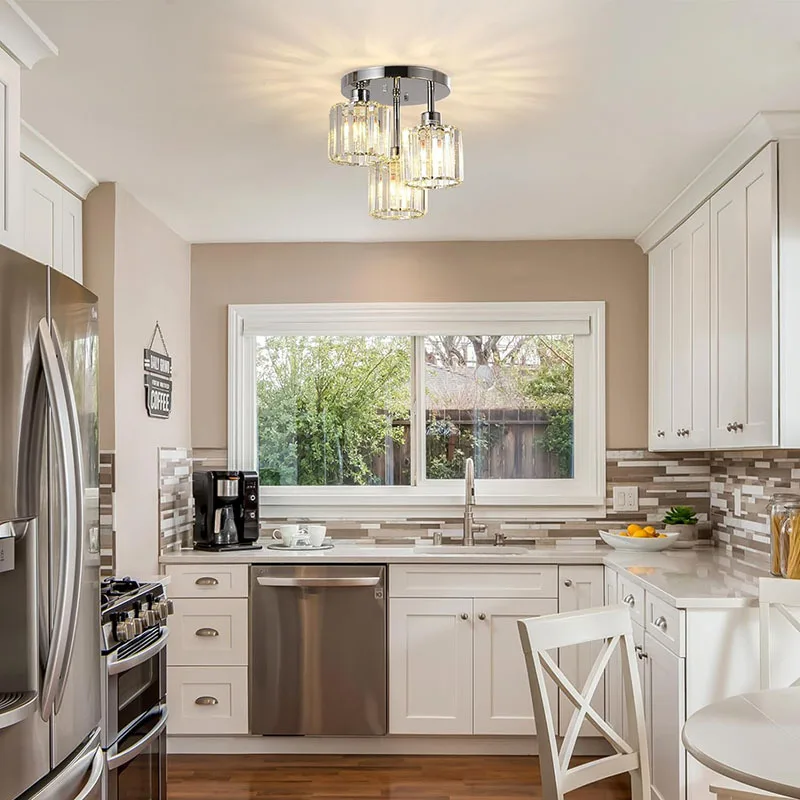 مصباح معلق E27 كريستالي فاخر وبسيط وحديث، غرفة المعيشة، غرفة الطعام، غرفة النوم، المطبخ، غرفة الملابس، ثريا بهو #2