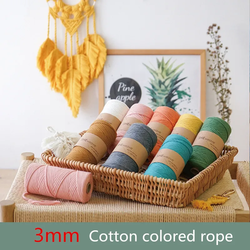 

3mm Hand Woven Single Strand Cotton Rope Diy Feather Tapestry Decoration Cotton Keychain Braided Yarn 100m