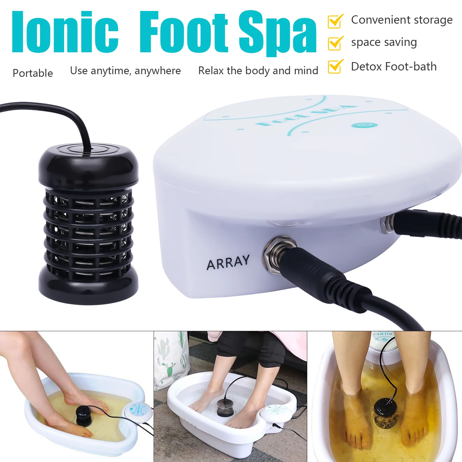 Timing Function Ionic Detox Foot Bath Machine, Foot Detox Spa Ion Cleanse Chi Machine with A Spoon for Homes, Beauty Clubs