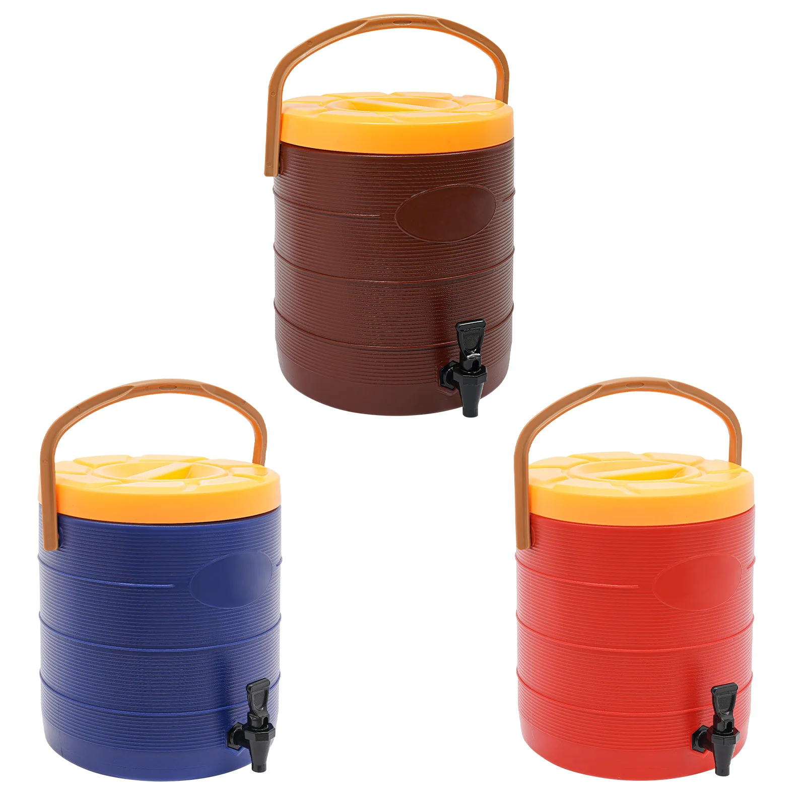 Cilindro dispensador de bebidas isolado 25l, balde de armazenamento de 3 camadas, servidor de bebidas oval de aço inoxidável com torneira para festa em casa