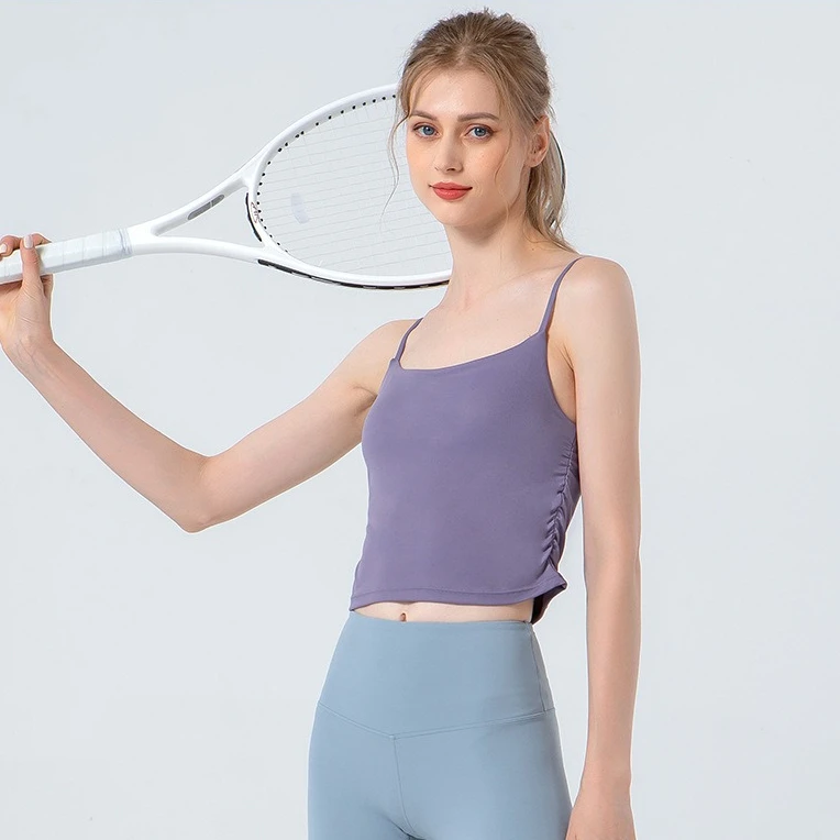 2026 New GYM Tank Top With Built In Bra women's Yoga clothing running Square Neck fitness vest beautiful back sports Workout