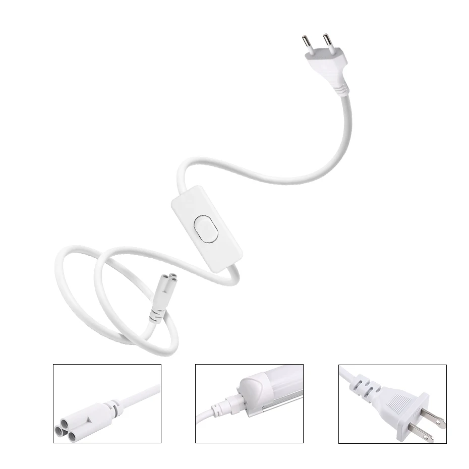 1/2/4PCS T8 T5 Integrated LED Tube Power Cord 180cm Switch Power Supply 30cm 3 Pin Double End Extension CordConnector Cable Wire