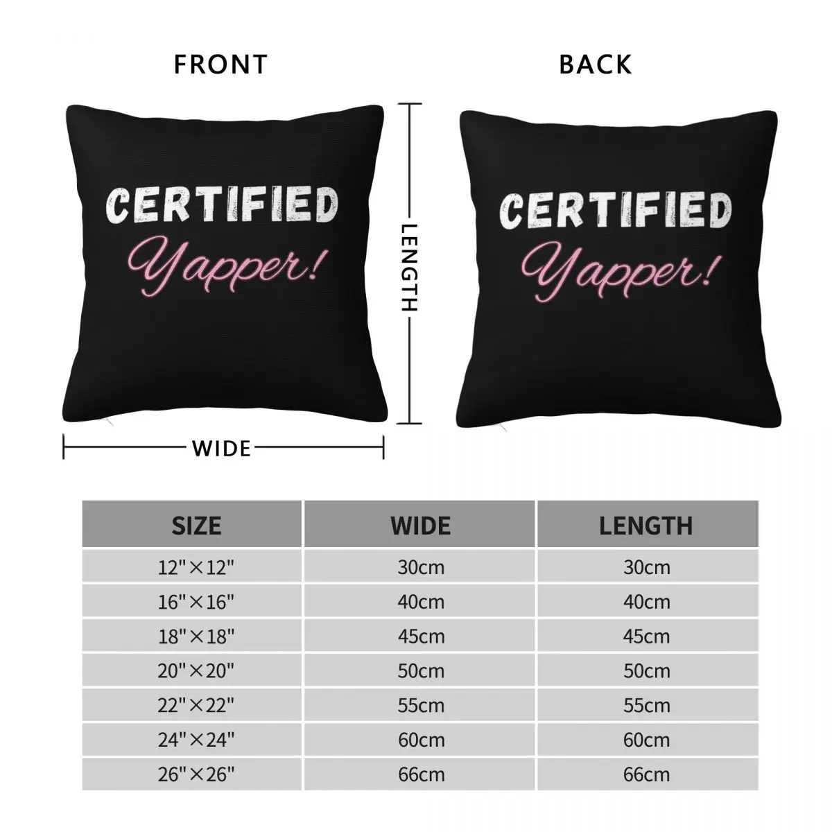 Certified Yapper Meme Funny Square Pillowcase Polyester Linen Velvet Creative Zip Decor Throw Pillow Case Car Cushion Cover