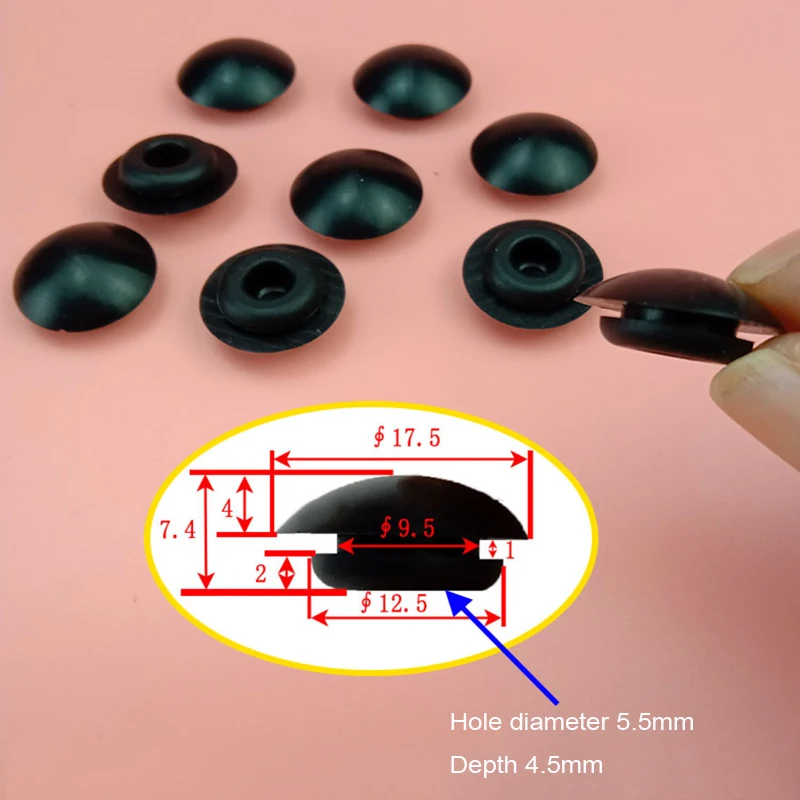 5Pcs 9.5mm Snap-on Hole Plugs Silicone Rubber Sealing Plug End Caps Stopper High Temperature Resistant White & Black