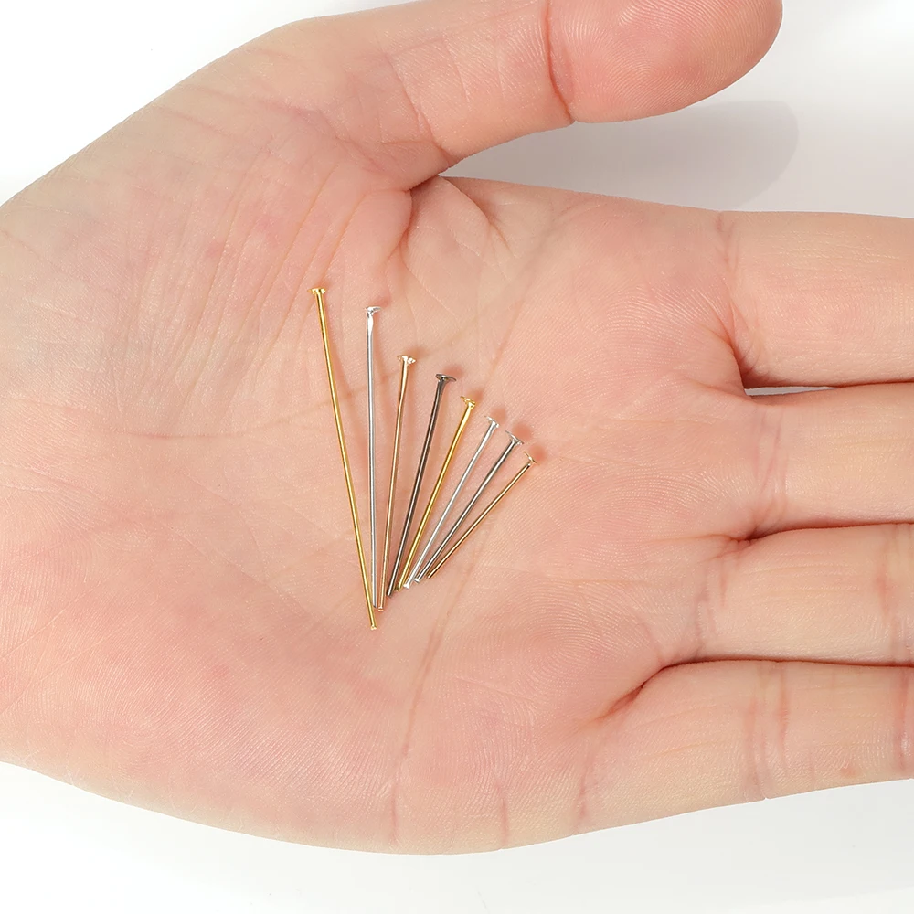 200pcs/bag 18-70mm Flat Head Pins Headpins Accessories for Jewelry  Findings Brooch Making DIY Gold Chain Components Supplies