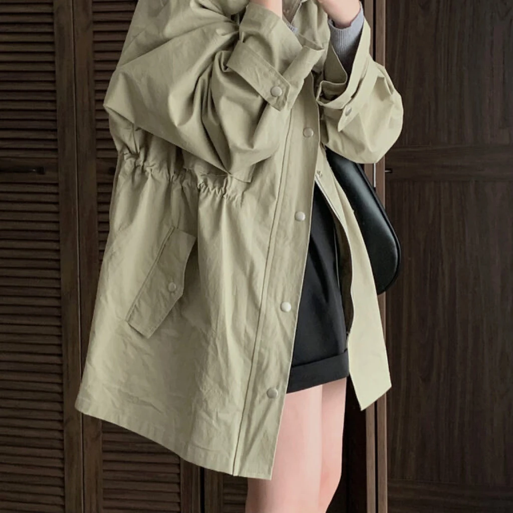 

SuperAen 2024 Chic Korean Spring Style Loose Single Breasted Flip Collar Suit Windbreaker Coat