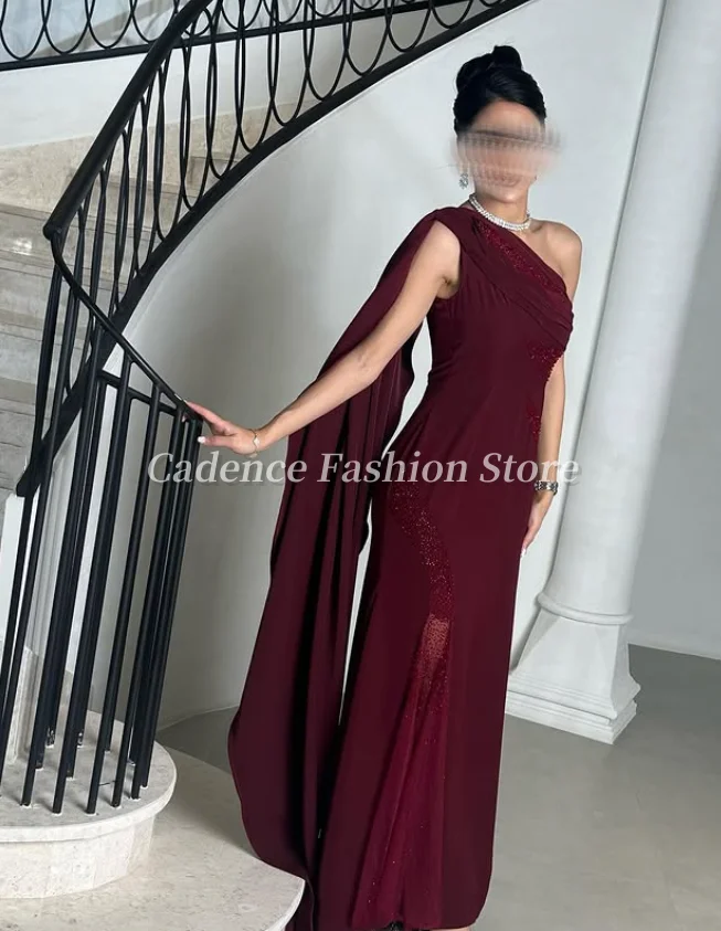 فساتين سهرة أنيقة مخصصة بكتف واحد باللون العنابي حورية البحر في دبي للحفلات الراقصة فساتين سهرة عربية فساتين مأدبة رسمية