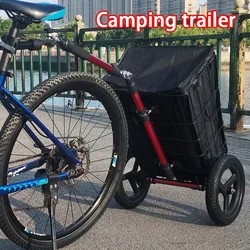 Vehículo de acampada montado en la parte trasera para exteriores, remolque de bicicleta continuo, neumáticos silenciosos, almacenamiento de Camping, accesorios naturales para senderismo