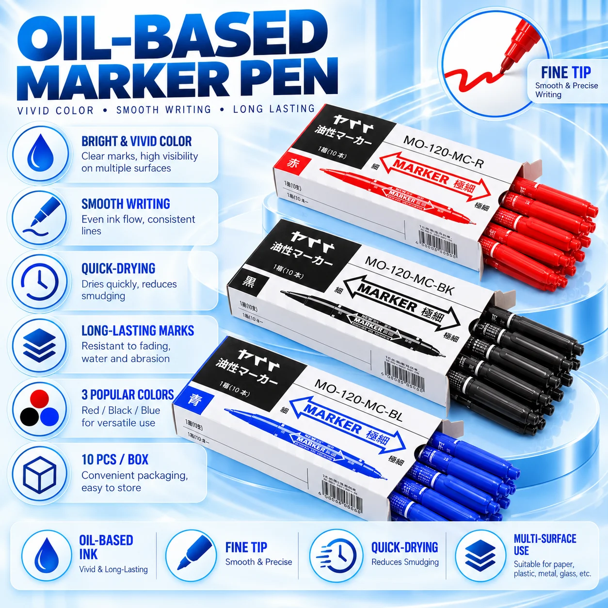 Audersigt 10PCS Dual Tip Tattoo Marker Pens Waterproof Skin Positioning Scribe Pens for Tattoo Artists