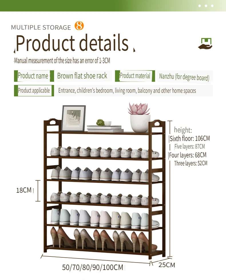 Simple Shoe Rack At The Door, Shoe Cabinet, Shoe Rack, Household Floor-standing Bedroom, Bamboo Slippers Rack