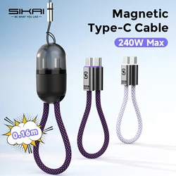 Short PD 240W Fast Charging Cable Keychain Lanyard Type-C to Type C Charger Cord Cable Organizer for iPhone 17 Sumsung PowerBank