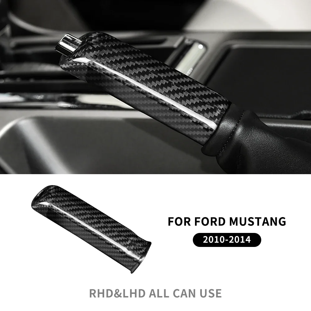 For Mustang 2010 2011 2012 2013 2014 Real Hard Carbon Fiber Cover Replace Handbrake Grip Handle Interior Trim Accessories