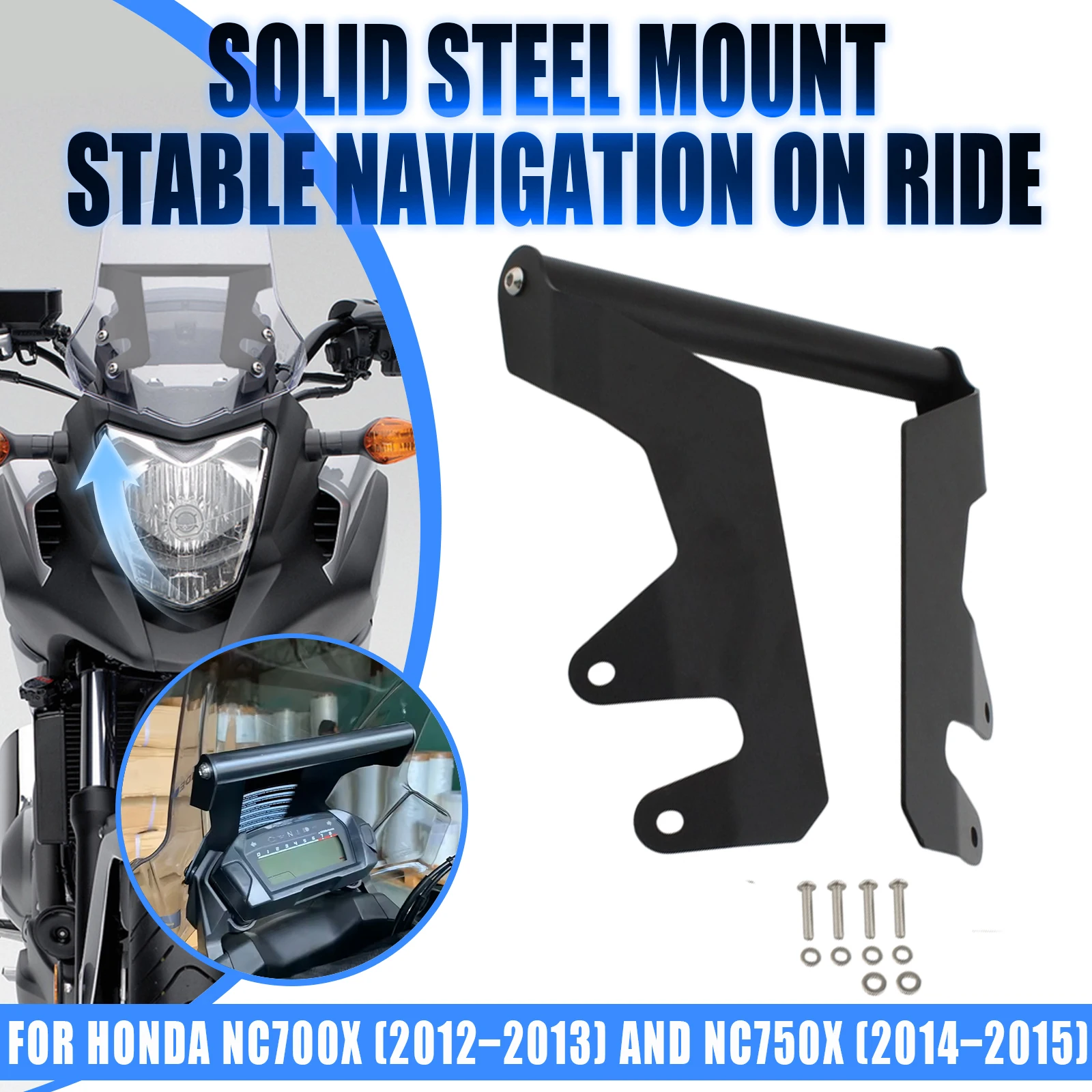 Motorcycle Phone Holder Stand GPS Navigation Plate Bracket Mount Black For Honda NC700X 2012 2013 NC750X 2014 2015