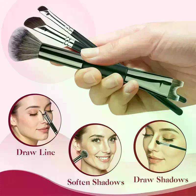 U-Shaped Dual Head Makeup Brush Nose Contour Brushes Set Eyeshadow Contour Face Brush For Precise Nose Sculpting Makeup Tools