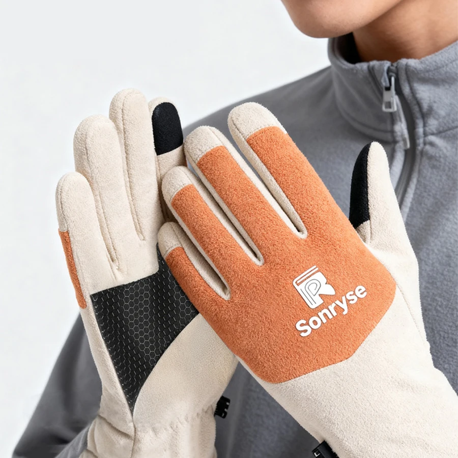 

Флисовые теплые перчатки для осенних и зимних уличных велосипедных перчаток, ветрозащитные и водонепроницаемые перчатки.