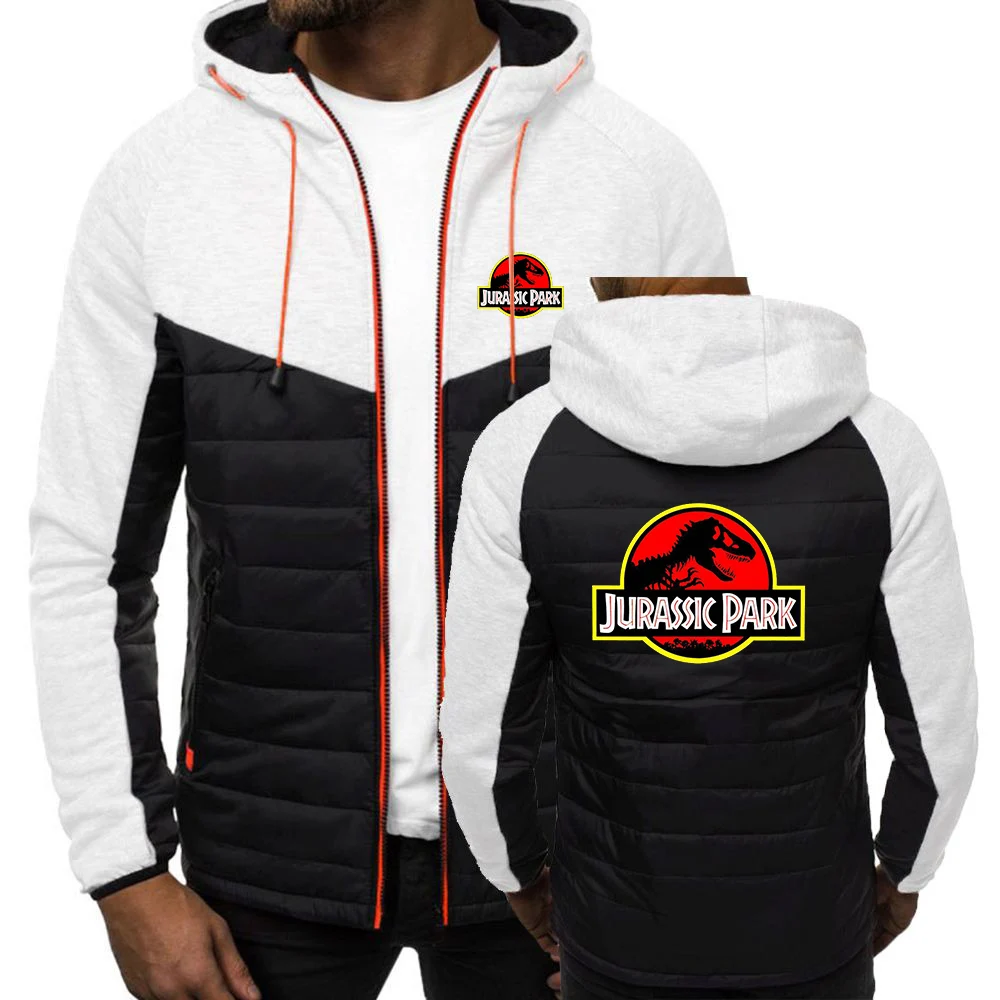 

2025 Loose Comfortable Hooded Trendy Patchwork Jacket Spring And Autumn Coat Man's Jurassic Park Logo Print Versatile Hoodies