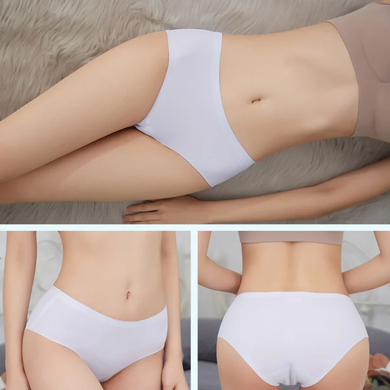 10PCS/Set Women Panties Ice Silk Seamless Underwear Breathable Comfort Briefs Solid Health Underpants