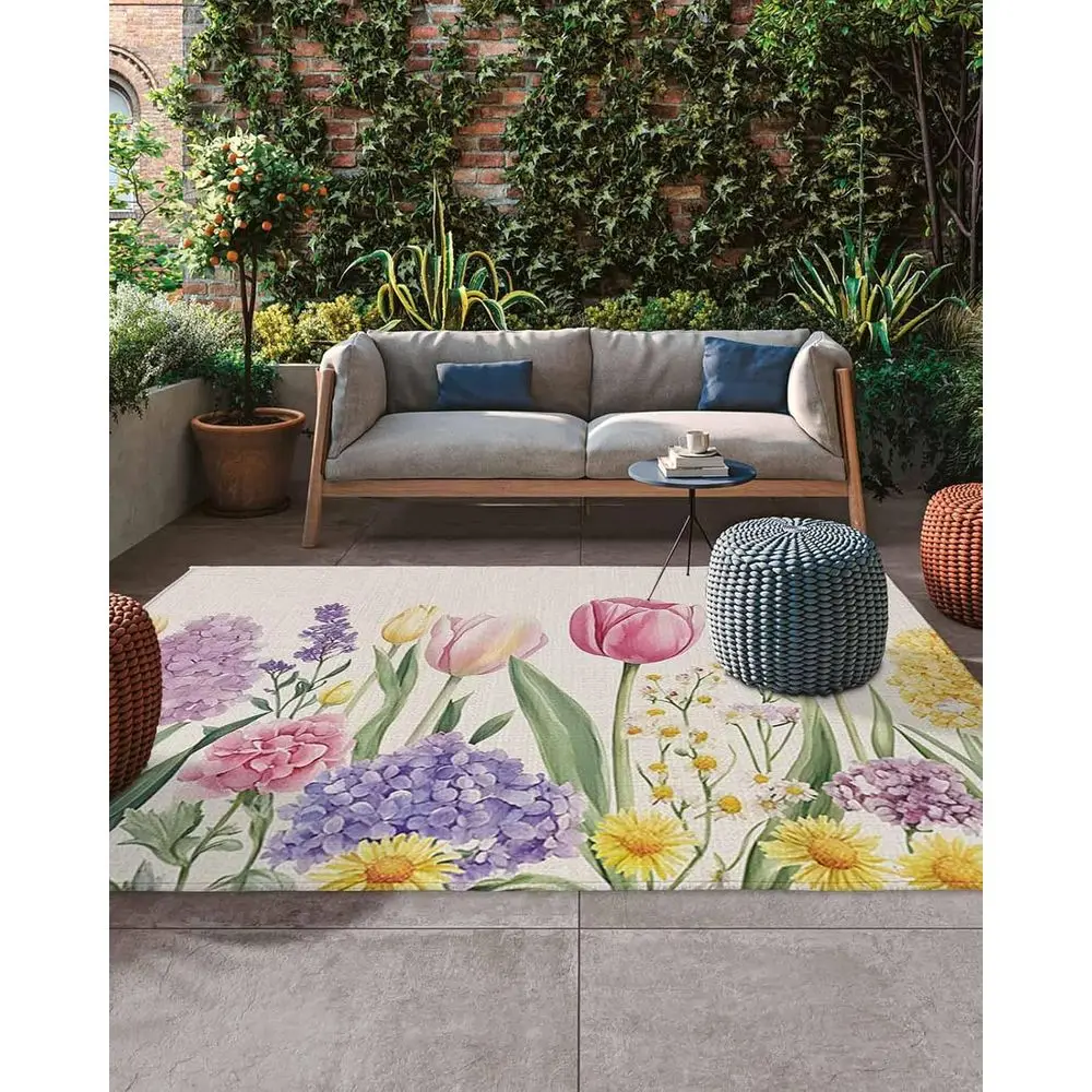 

Уличные коврики для патио — летние цветочные акварельные коврики, нескользящие впитывающие коврики для террасов, задних дворов, декора крыльца, льня в фермерском стиле