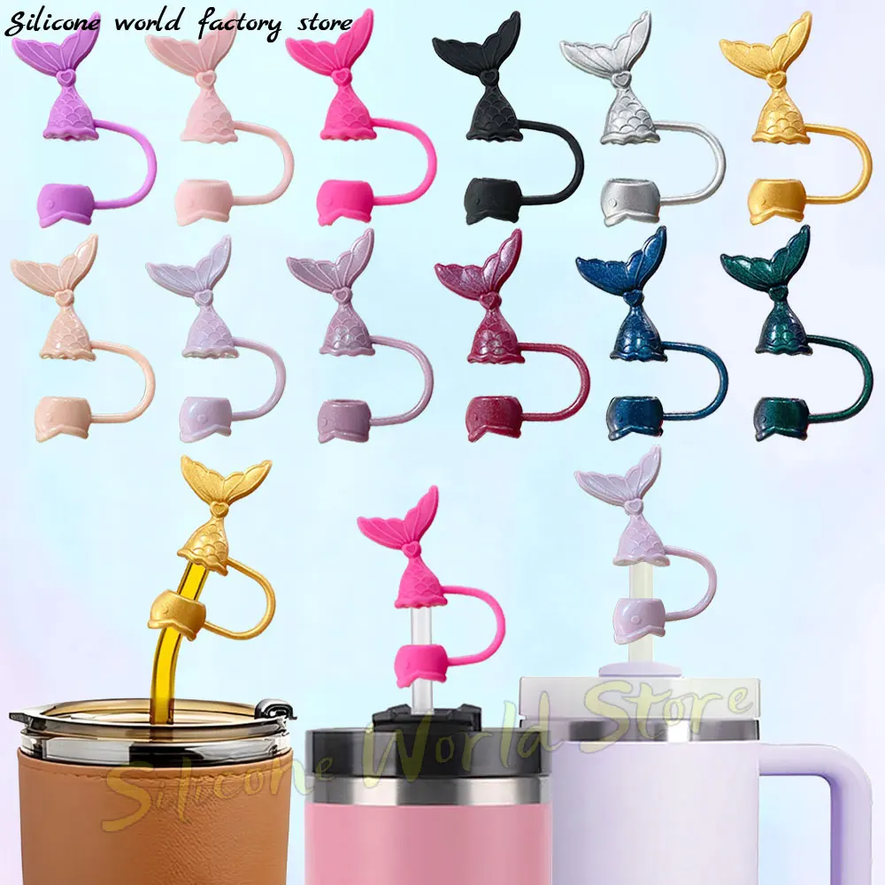 

SW Reusable Mermaid Silicone Straw Cover for Stanley Cups 30&40 Oz Tumbler Dust Proof Straw Cap Tips Lids Water Cup Accessories