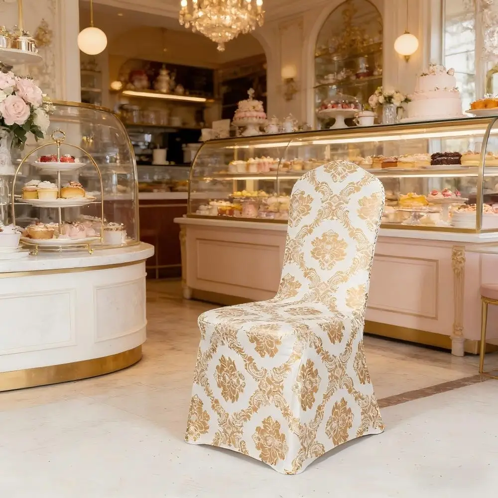 Fodera per sedia stampata per decorazioni per feste di matrimonio, design in spandex, compleanno, sala da pranzo, hotel, spettacolo