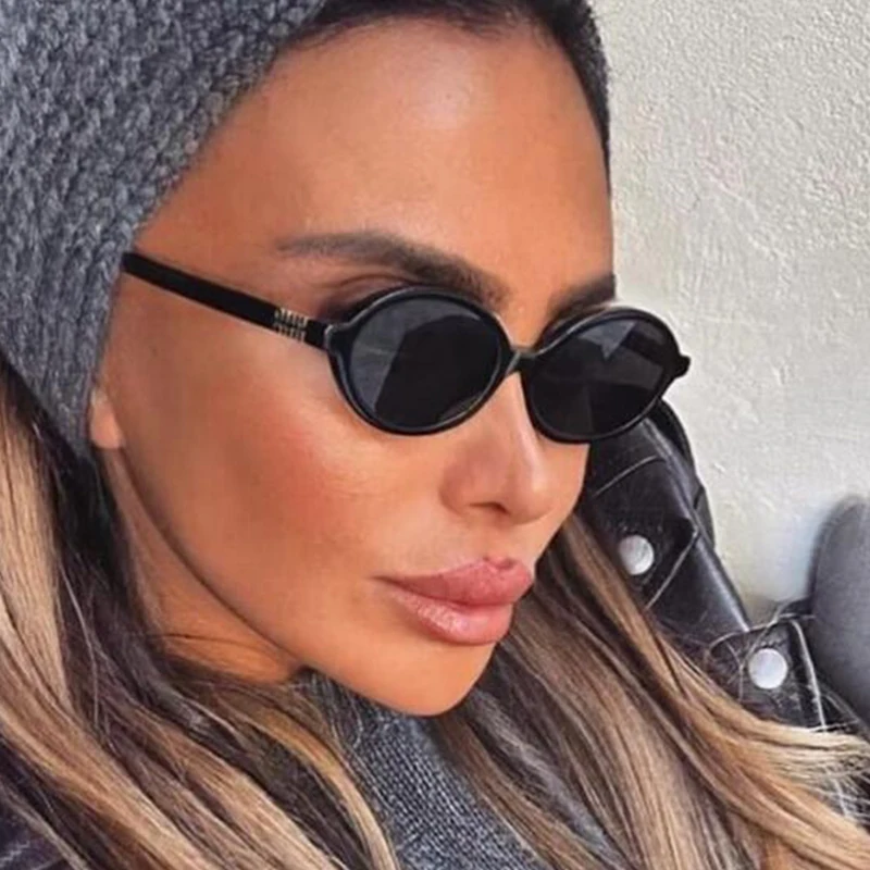 Sexy Small Oval Sunglasses For Women 2024 Brand Designer Fashion Luxury Shades UV400 Black Eyewear Men Vintage Sun Glasses