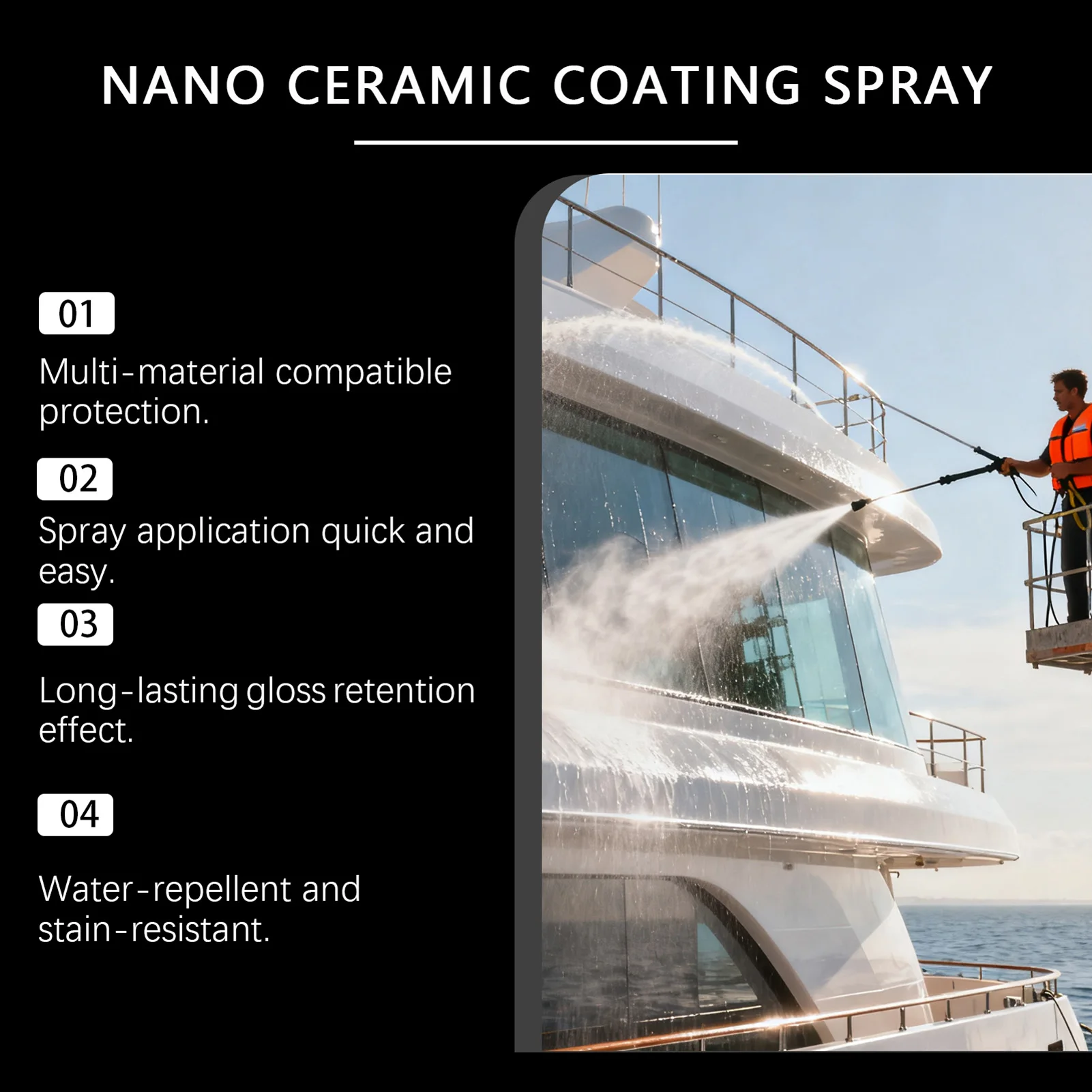 Car Paint Nano-ceramic Coating Spray Ultimates Hydrophobic Protection & Shine. After Car Wash For Quick Detail