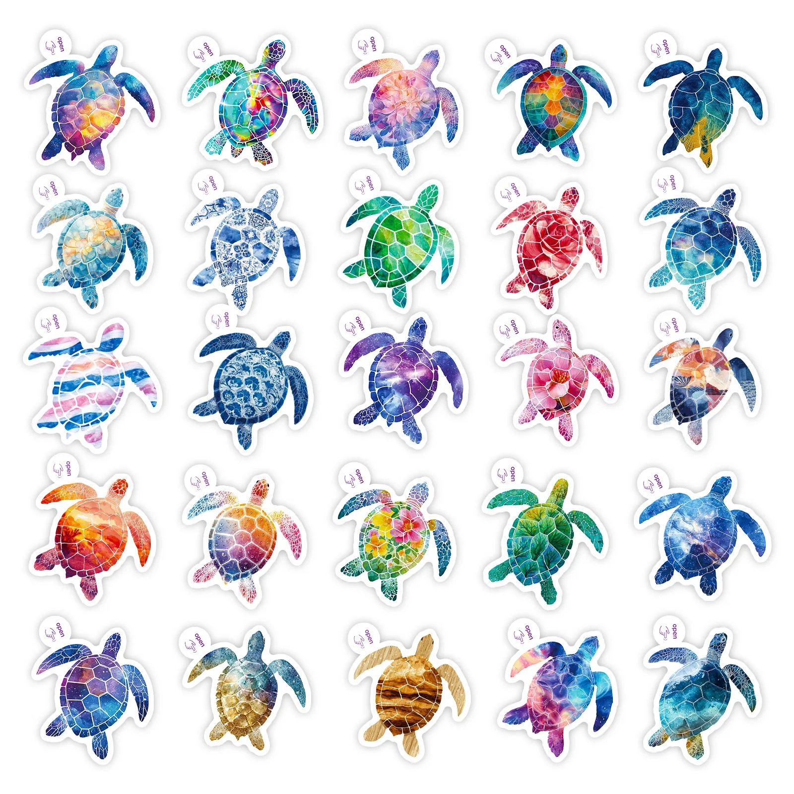 10/50PCS Cartoon Colorful Sea ​​Turtle Stickers Creativity Ocean Animals Graffiti Decoration DIY Notebook Guitar Phone Decals