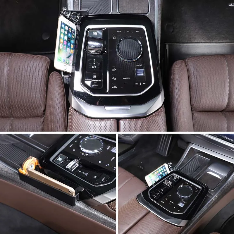 لسيارات BMW 7 Series G70 2023-2024 ABS أسود للسيارة مسند ذراع التحكم المركزي صندوق تخزين ملحقات السيارة الداخلية #2