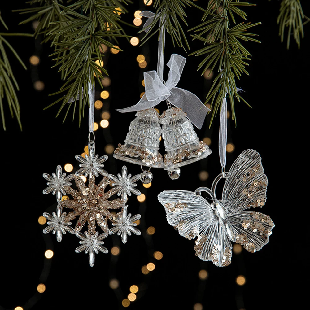 Transparent Acrylic Snowflake Hanging Christmas Decorations Perfect For Tree Window Party Decor For Holiday Party Supplies